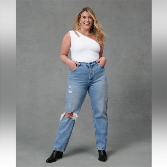 Abercrombie & Fitch Denim - Abercrombie & Fitch NWT Curve Love The Dad High Rise Jeans Ripped Wash